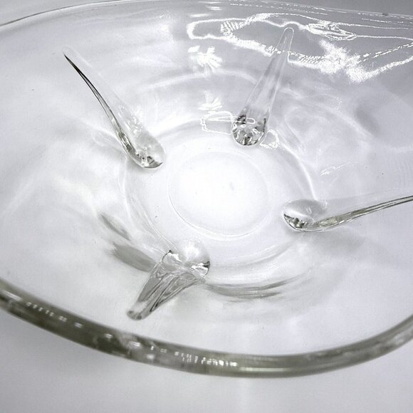 Vintage Clear Glass Footed Oval Teardrop Bowl - Picture 3 of 7